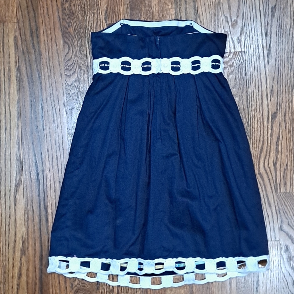 Lilly Pulitzer Blue & White Beaded Strapless Dress - Picture 7 of 7